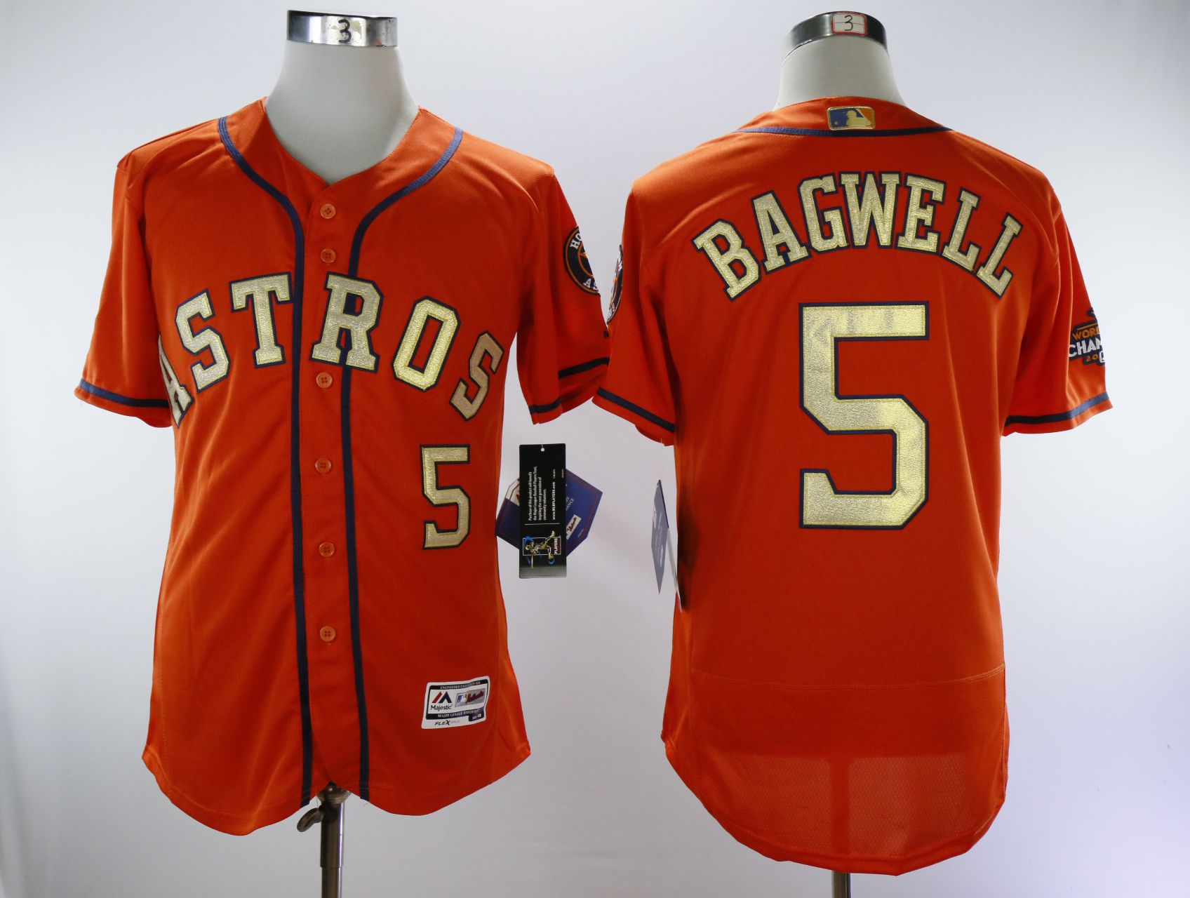 Men Houston Astros #5 Bagwell Oragne Champion MLB Jerseys